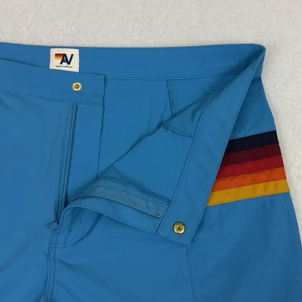 Aviator Nation Board Shorts Mens 36 Blue Horizontal 5 Stripe Flex Swim